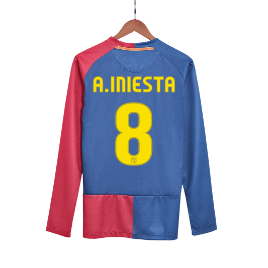 Retro Jersey A.INIESTA #8 Barcelona Retro Jersey Home Long Sleeve Soccer Shirt 2008/09 - UCL Final