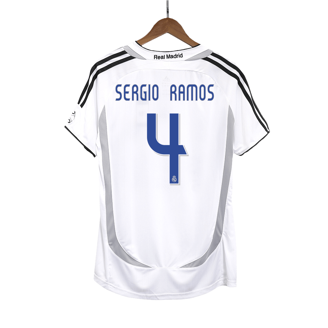 SERGIO RAMOS #4 Retro Real Madrid Jersey Home Soccer Shirt 2006/07