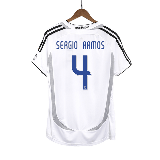 SERGIO RAMOS #4 Retro Real Madrid Jersey Home Soccer Shirt 2006/07