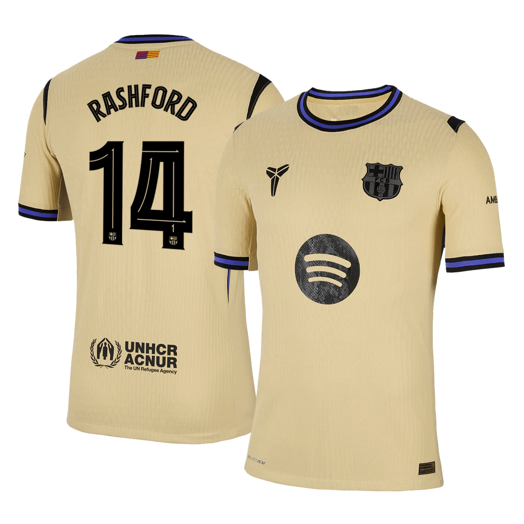 Camiseta de fútbol auténtica de visitante del Barcelona 2025/26 de Rashford #14 - UCL