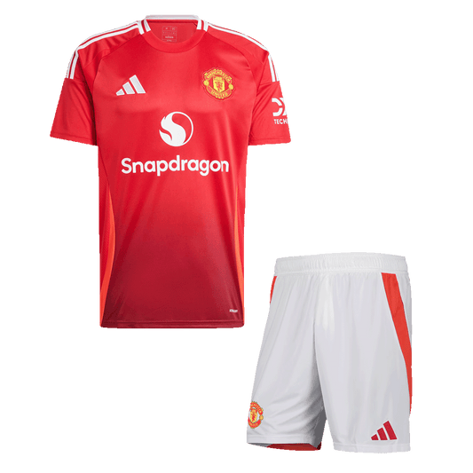 Men's Manchester United Home Soccer Jersey Kit (Shirt+Shorts) 2024/25